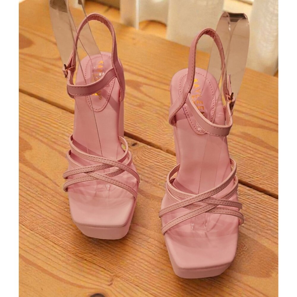 Pink Platform Wedge Sandals With Strappy Design & Adjustable Ankle Strap - Women - Picture 8 of 8